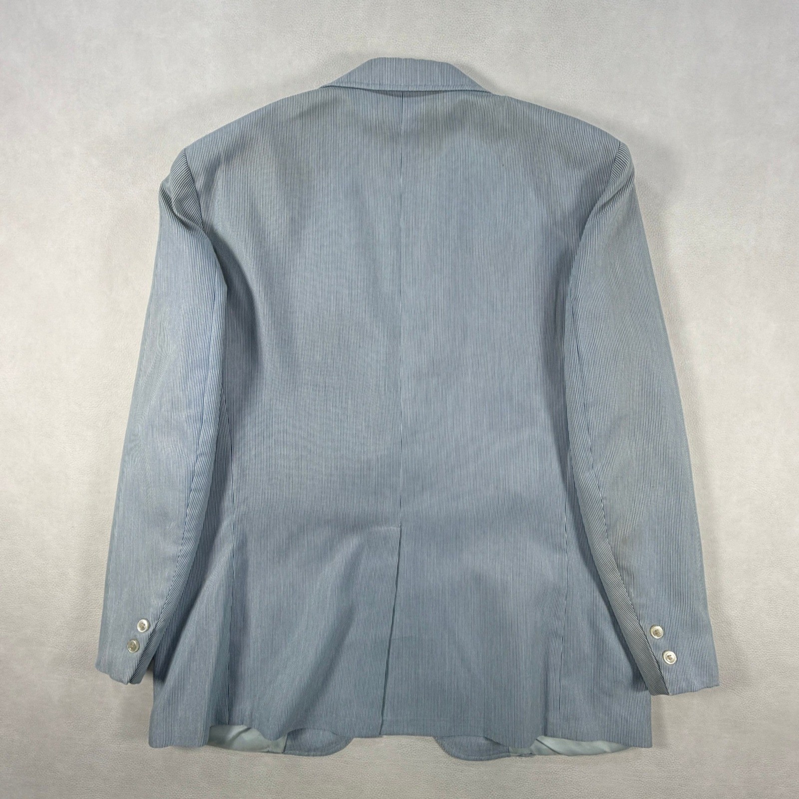 Vintage Haspel Seersucker Blazer 42R Mens Blue White Pinstripe Coat Suit Jacket