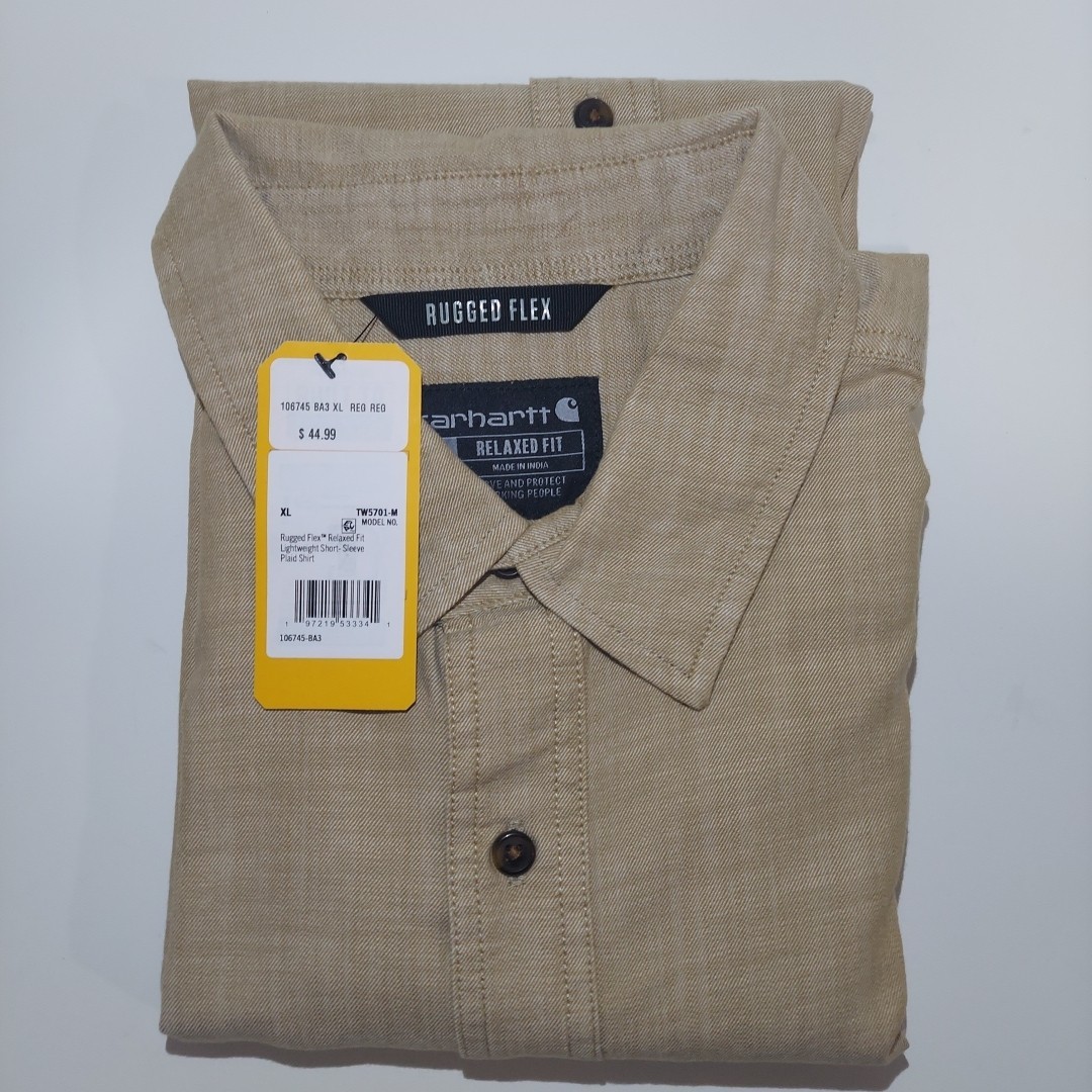 Carhartt Men’s Size XL Rugged Flex™Relaxed Fit Lightweight Short Slv Button Down