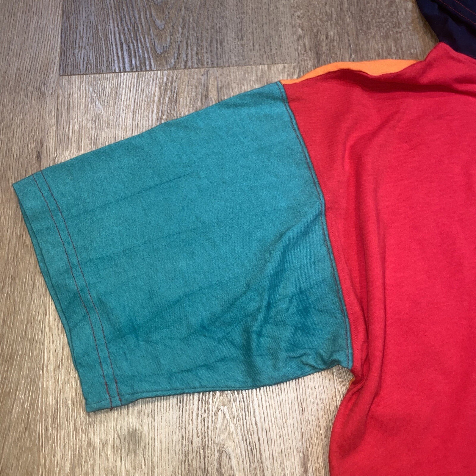 Vintage 90s Hoody Shirt Mens Medium Color Block Tee Skate Hip Hop Street Wear