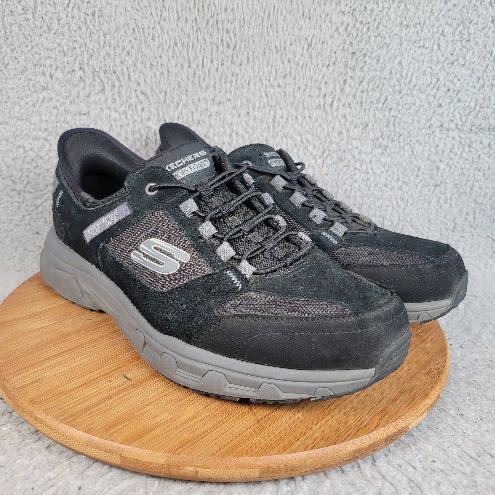 Skechers Hands Free Slip-ins Relaxed Fit: Oak Canyon Black/Charcoal 11 X-Wide