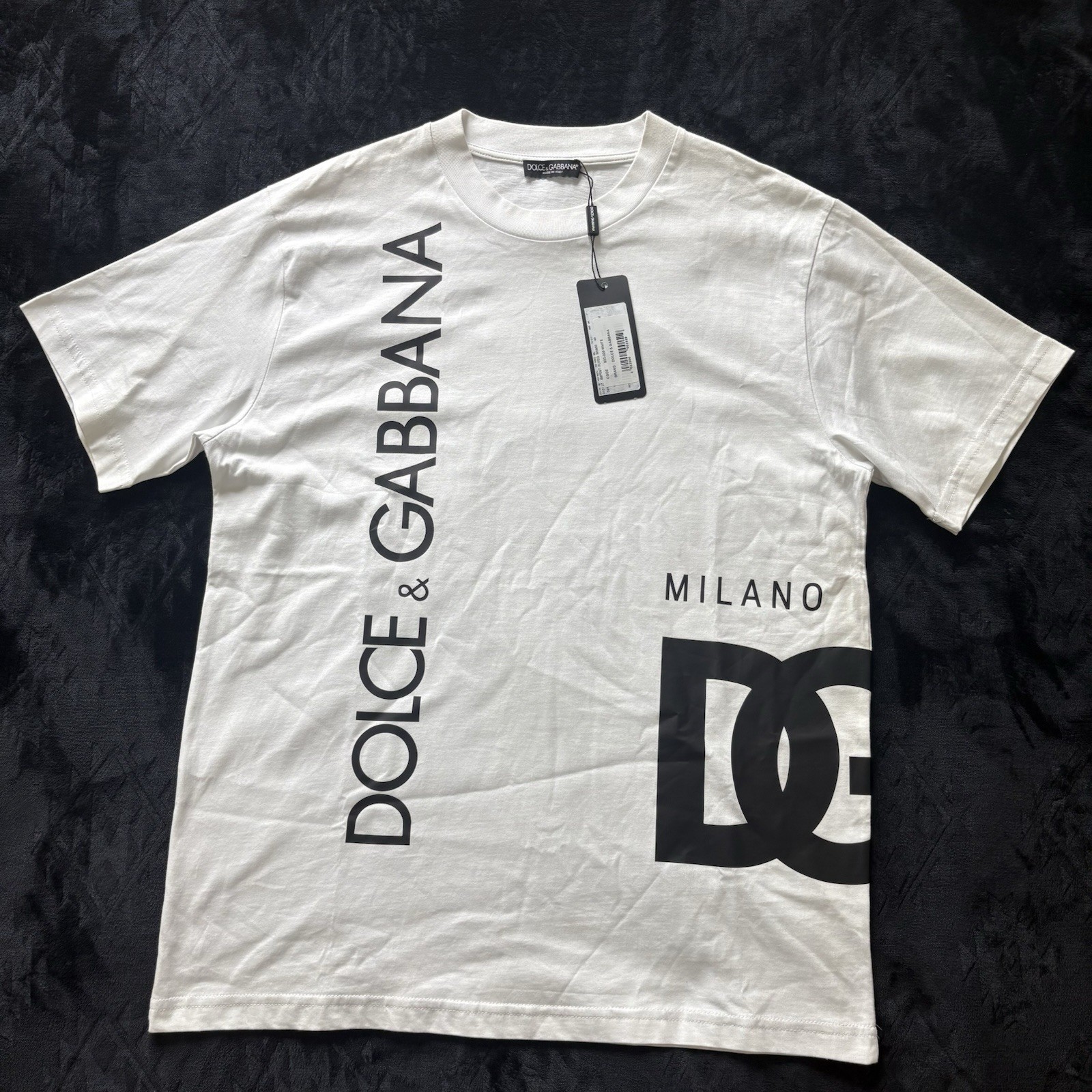 Dolce & Gabbana Milano Logo Print T-Shirt Men White/Black Size Medium / IT 48