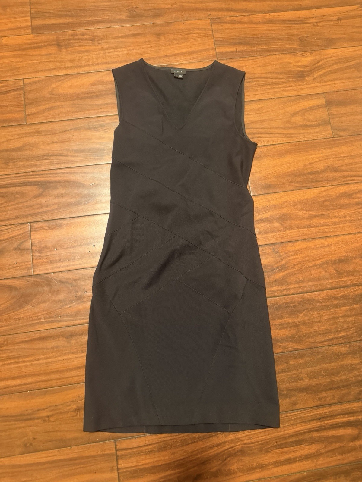 Theory Black Sleeveless Dress Size 6 Minimalist Career Office Midi