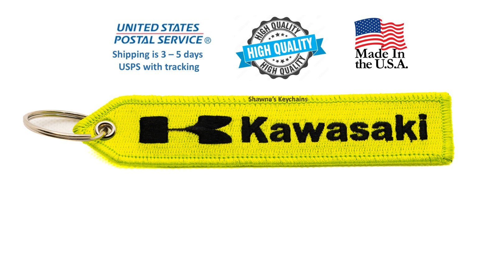 KAWASAKI Double Sided Keychain Patch High Quality Fabric Key Fob Moto keychain