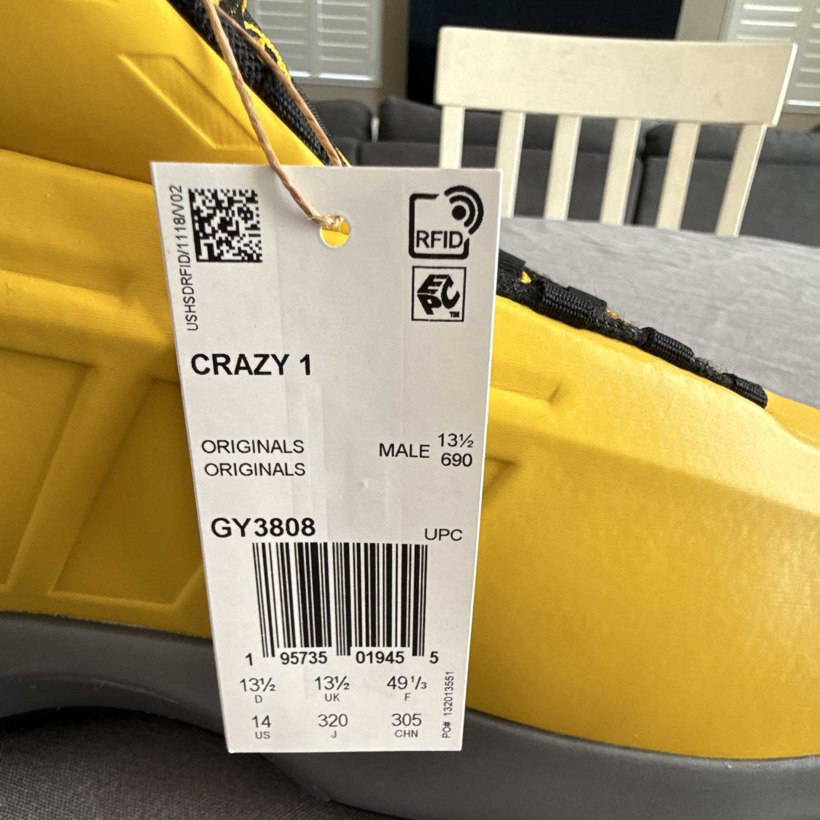 adidas Crazy 1 Sunshine Team Yellow/Iron Metallic/Core Black 2022 GY3808