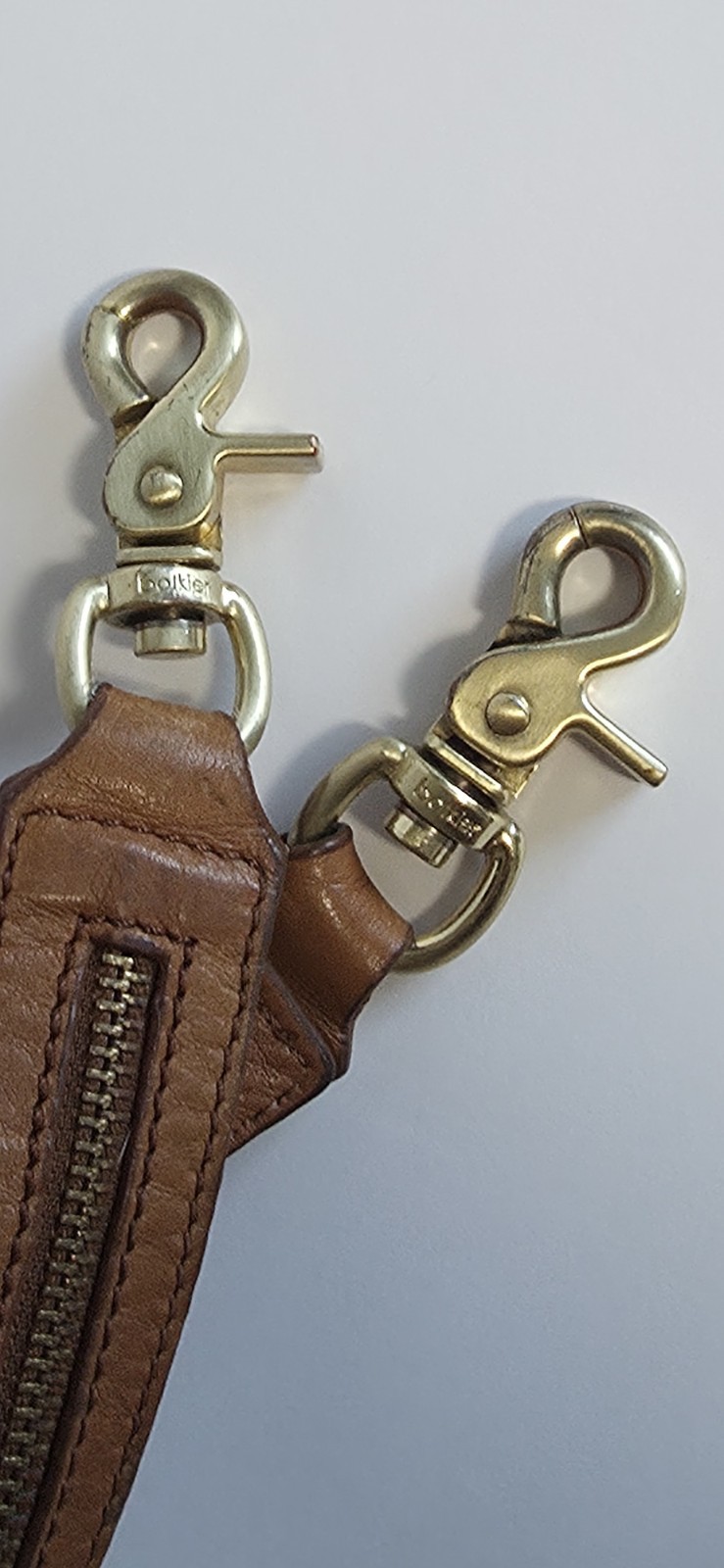 Botkier Tan Leather Zipper Accent Replacement Shoulder Strap Gold Tone Hardware