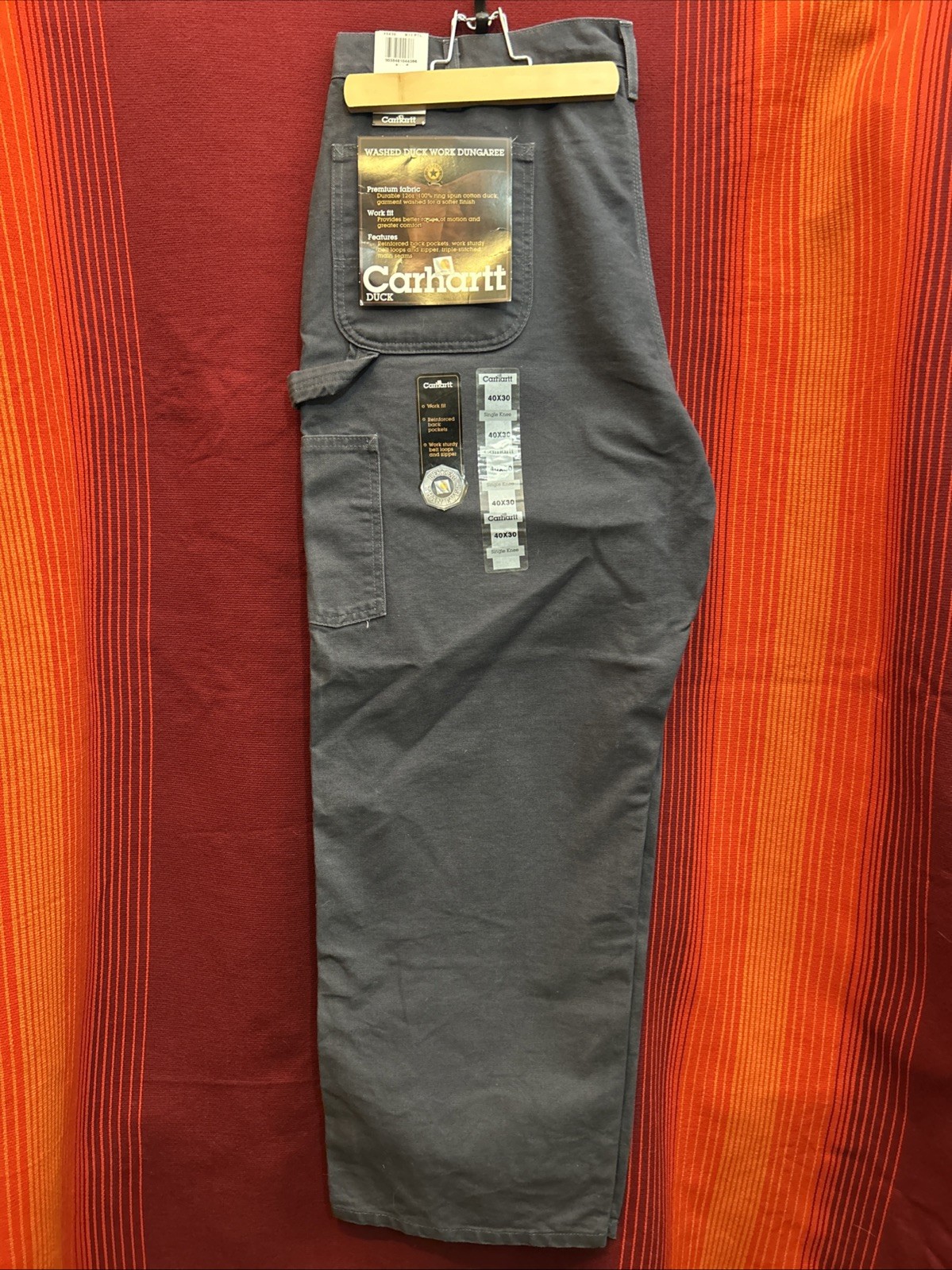 NWT Carhartt Carpenter Pants 40×30 Gray B11 PTL Deadstock Single Knee