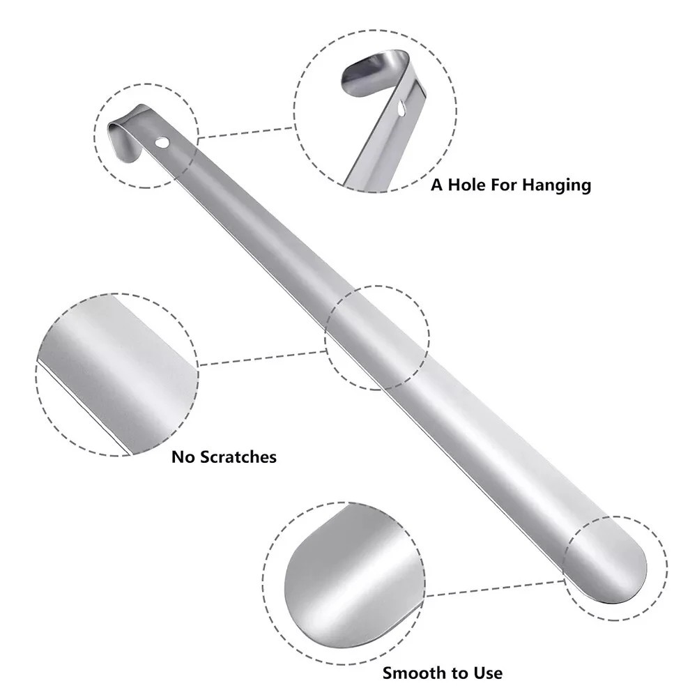 22in Extra Long Handle Shoe Horn Stainless Steel Metal Shoes Remover Shoehorn US