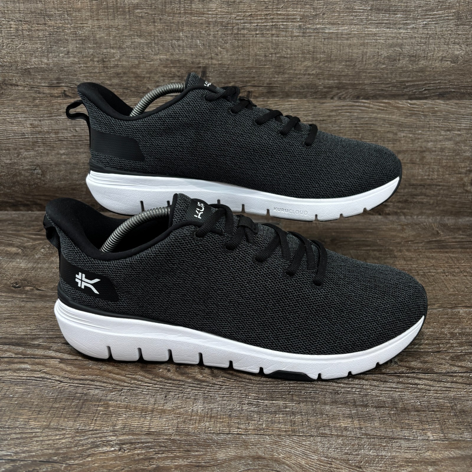 Kuru Flex Via Shoes Men’s 10.5 Wide Jet Black Bright White Slip-On Walking