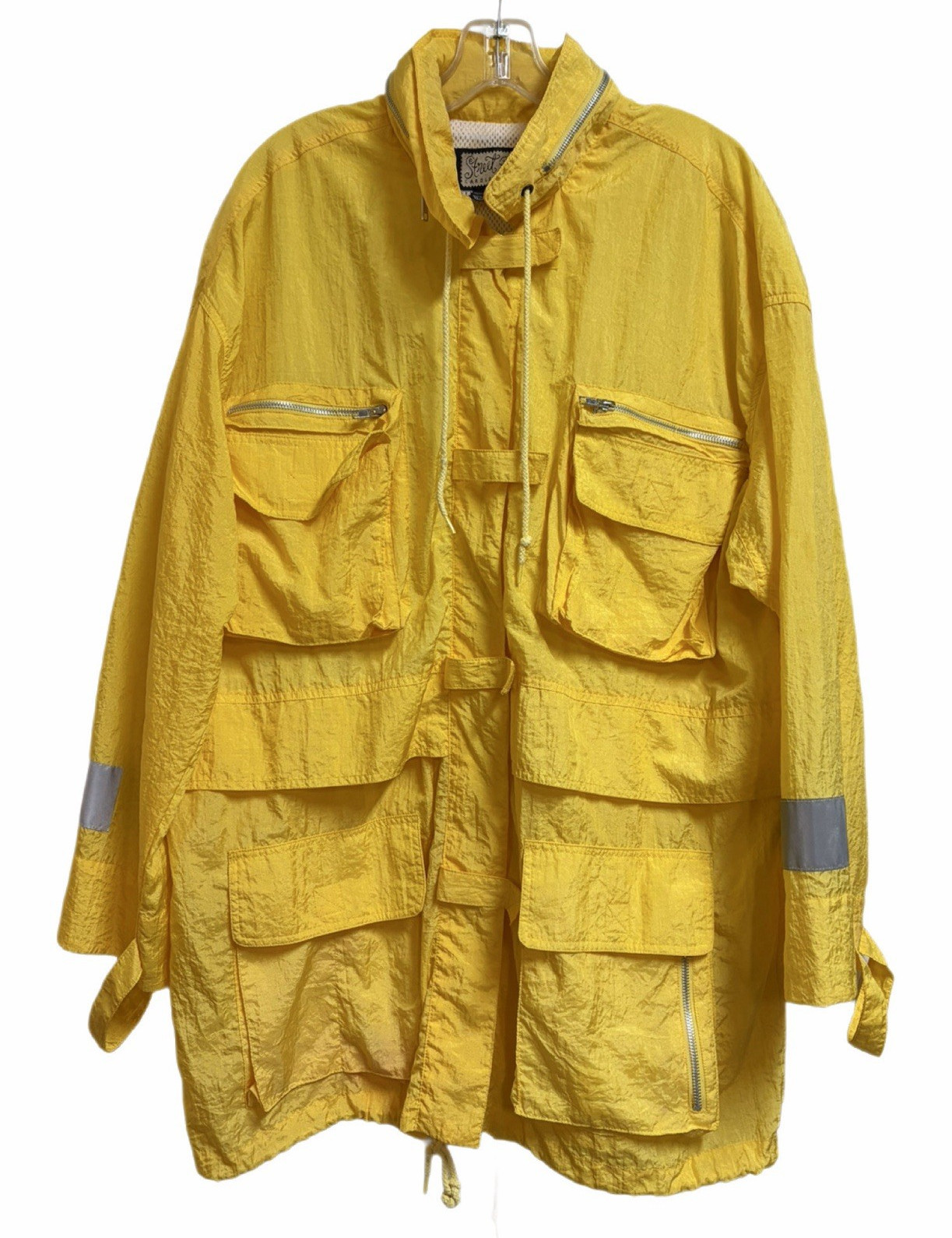 Vintage Street Wear Carole Little Yellow Utility Jacket Hooded Cargo Gorpcore L
