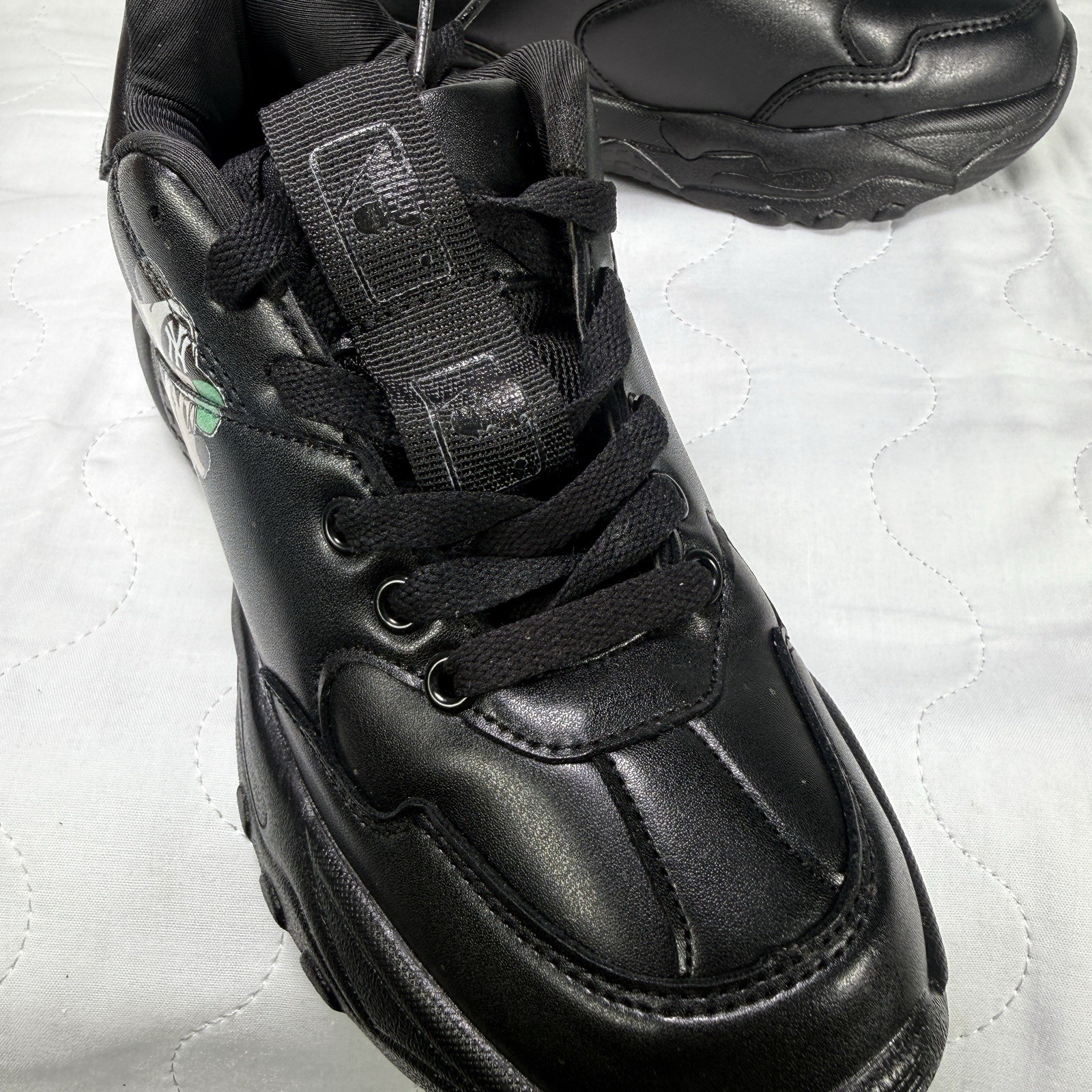 NY Cartoon Baseball Chunky Sneakers Black Dodgers Style Streetwear Shoes Mens 7