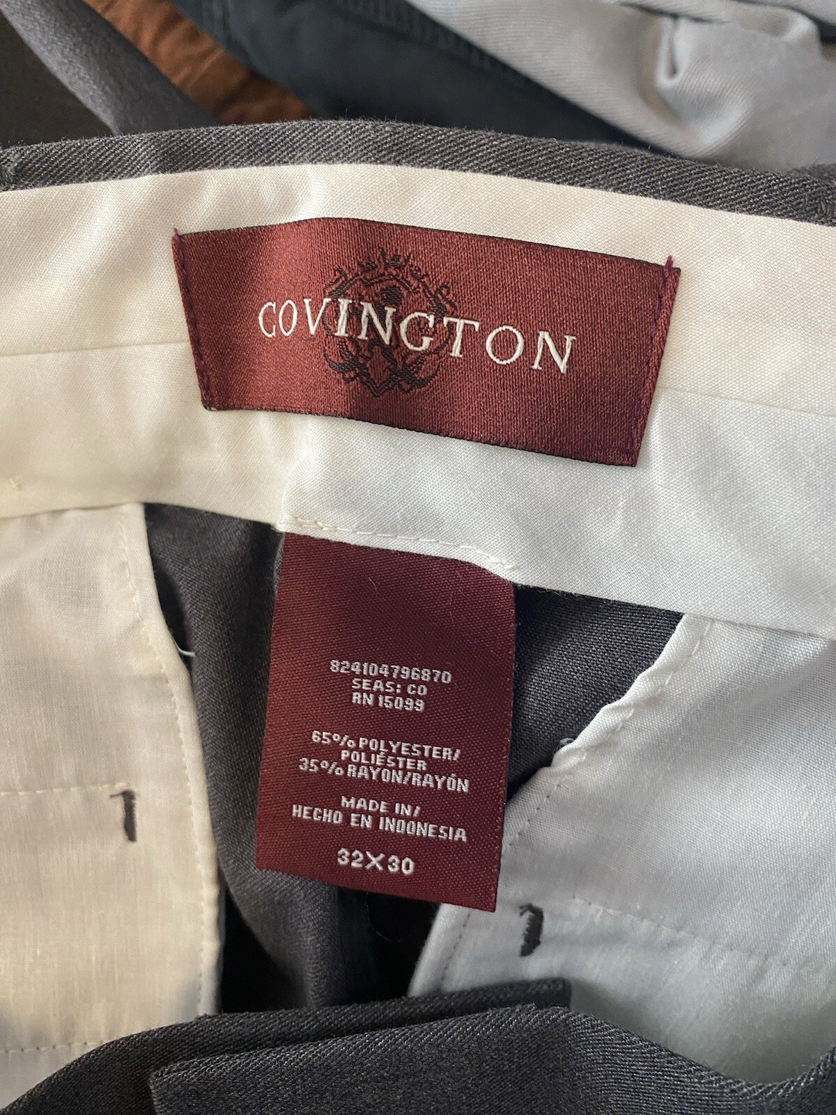 New Covington Essential Dress Pant 32×30 Gray Flat Wrinkle Free Classic Straight