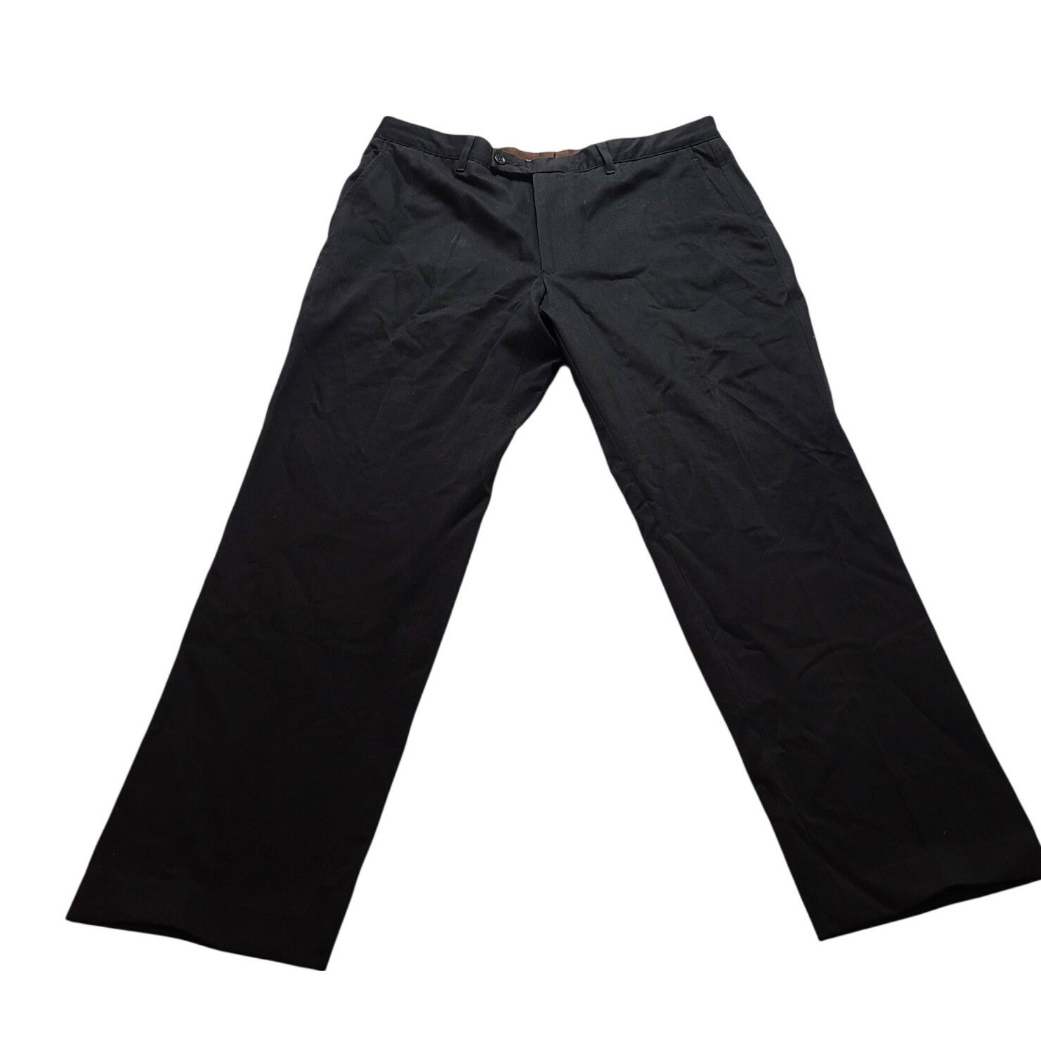 Pal Zileri Sport Trousers Pants Men’s 38×28 56 IT Black Cotton Twill Flat Front