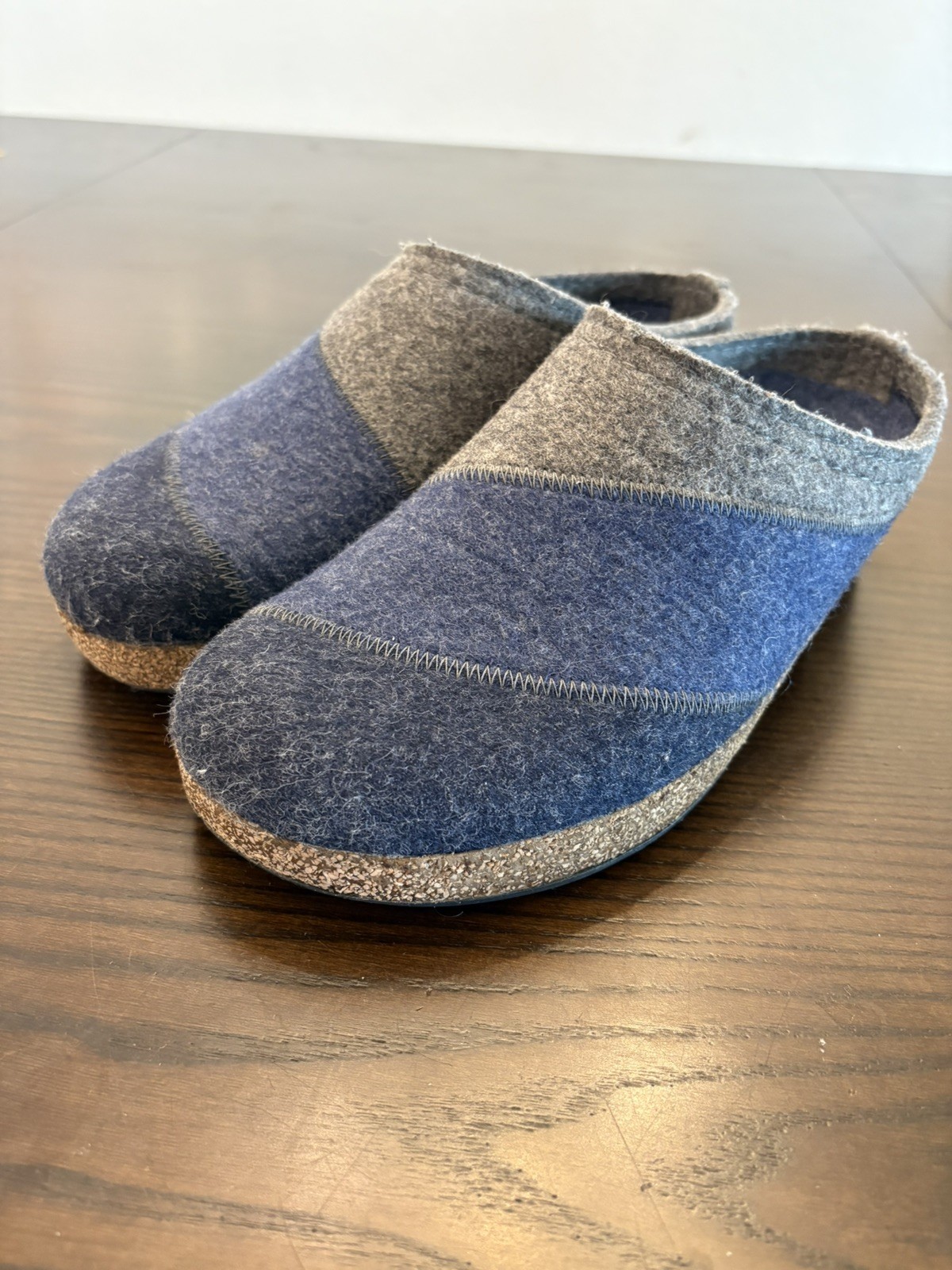 40 Haflinger Blue Wool Mule Slipper Clog Shoe Indoor Outdoor