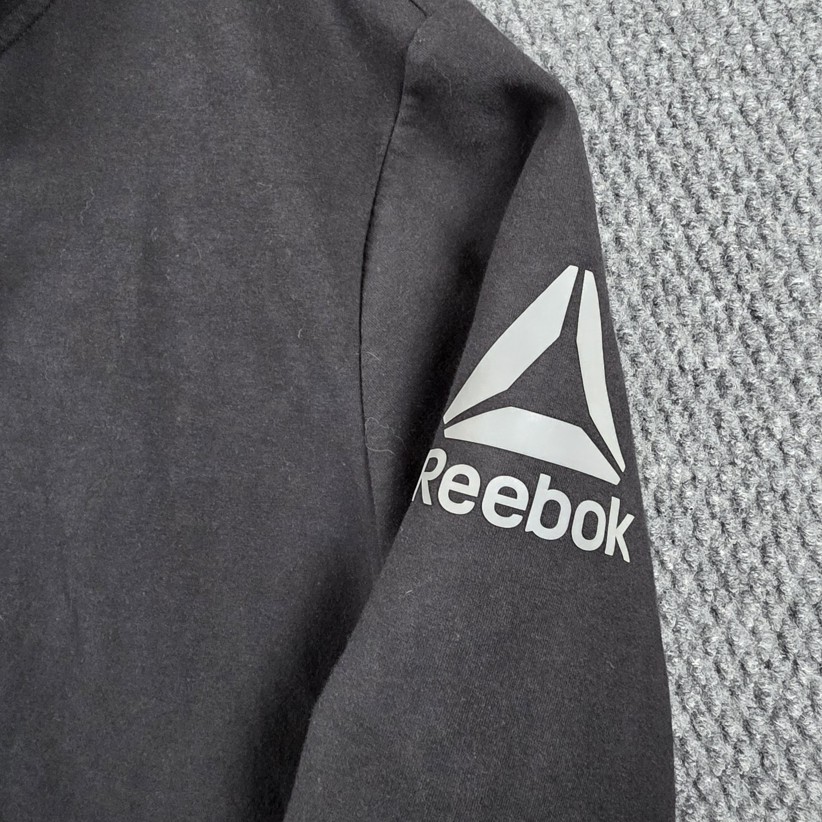 Reebok Full Zip Hooded Performance Jacket Mens XXL Black Athletic Reflective Gym