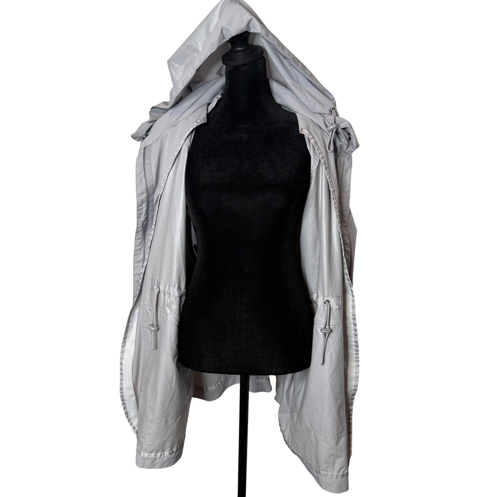 Oversized Water Resistant Hooded Womens Jacket Size M Gray Gorpcore Minimalist