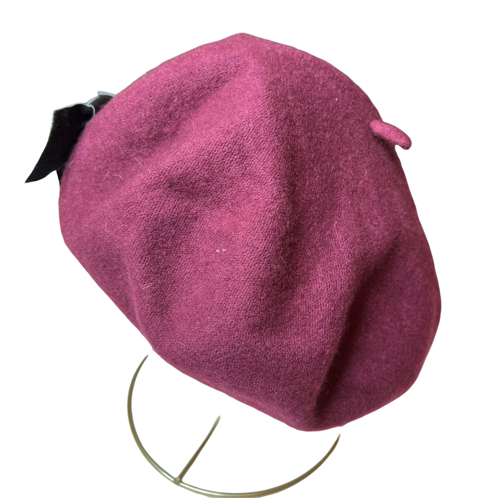 Hat Attack Burgundy Beret with Black Bow