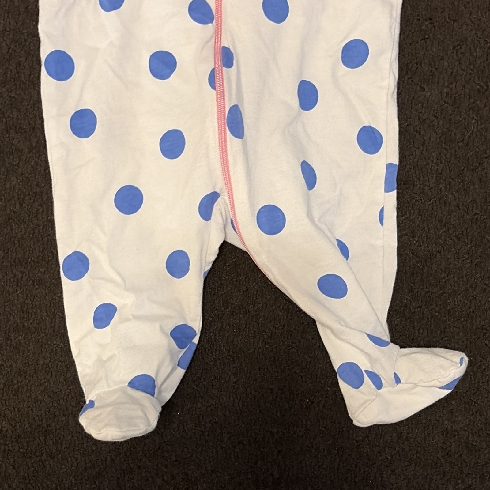 One piece Footed Zip One Piece Sleeper Long Sleeve Polka Dot 0-3M