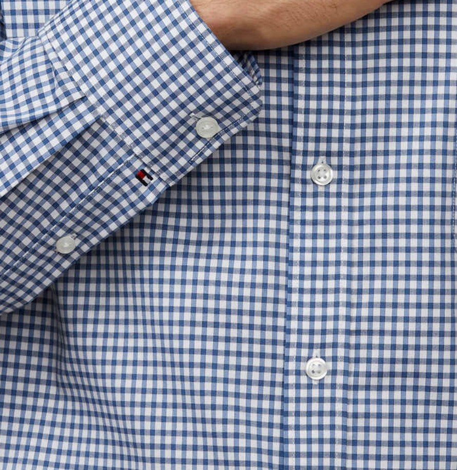 Tommy Hilfiger Men’s All-Season Stretch Shirt Regular Fit Wrinkle Free, Blue XL