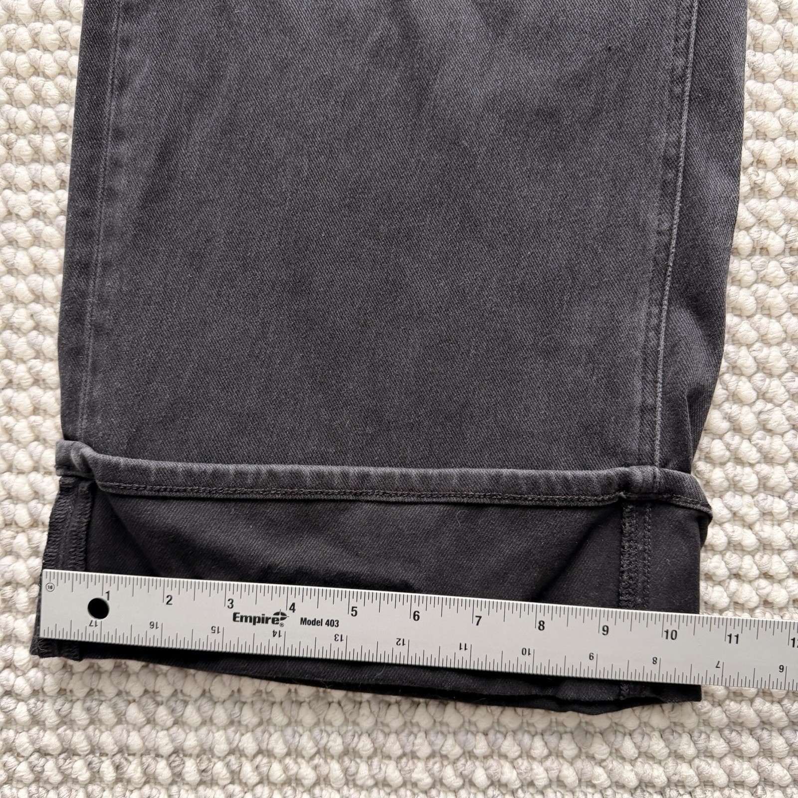 Halara Flex High Waisted Pockets Rolled Hem Wide Leg Black Washed Jeans Large
