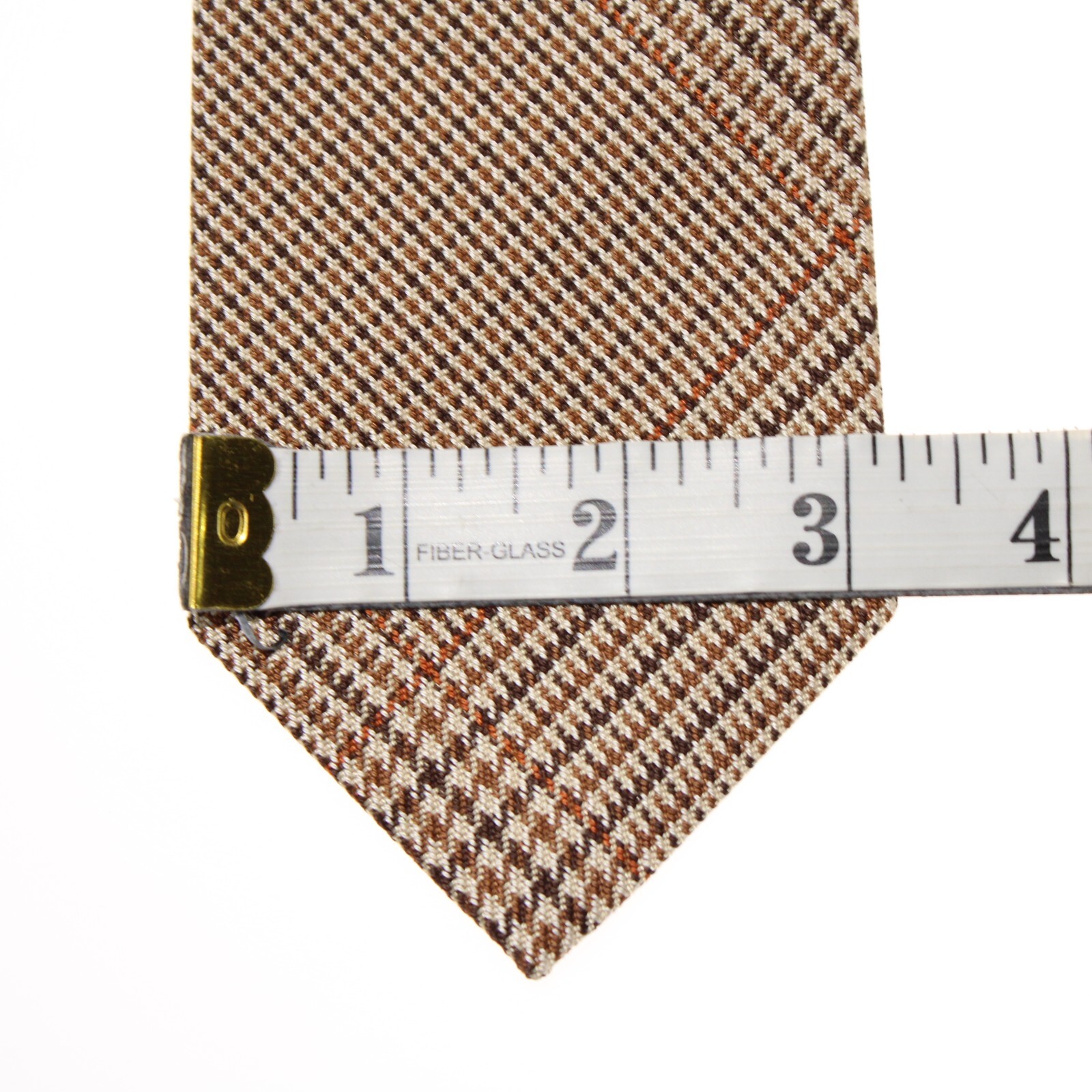 Tom Ford NWT Neck Tie in Beige/Brown/Orange Plaid 100% Silk Made in Italy