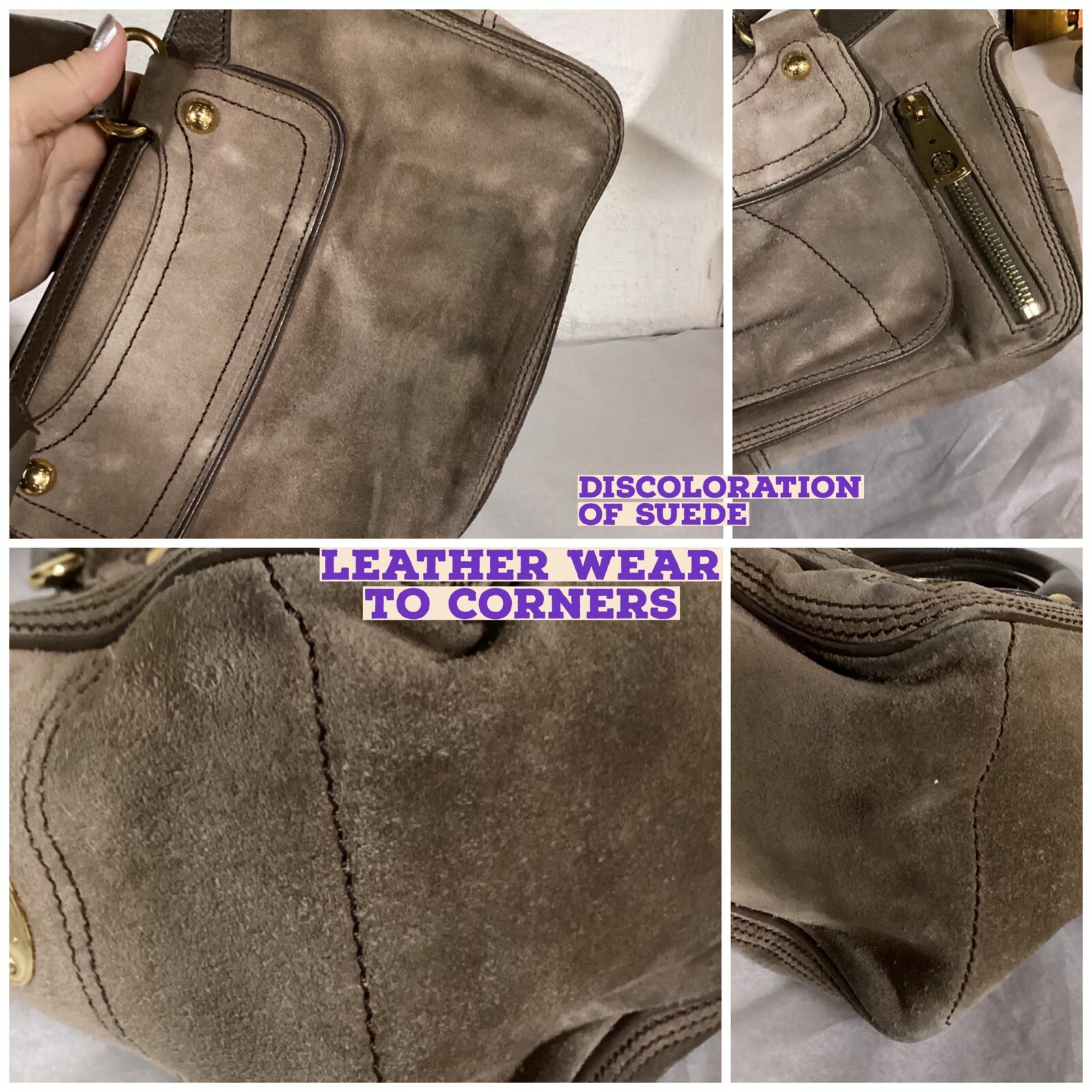 DARK ESPRESSO BROWN LEATHER CELINE “BOOGIE” CONTRAST STITCH SATCHEL BAG