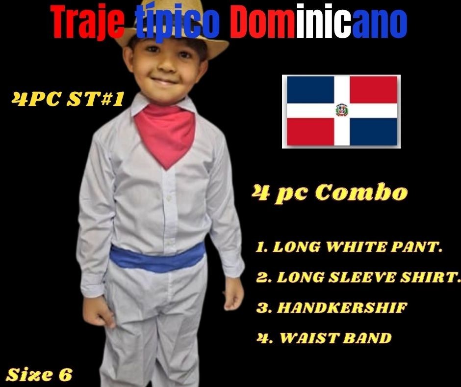 Boy’s Dominican Republic Traditional Outfit 4 or 5 Pc Set Traje Típico RD AM.