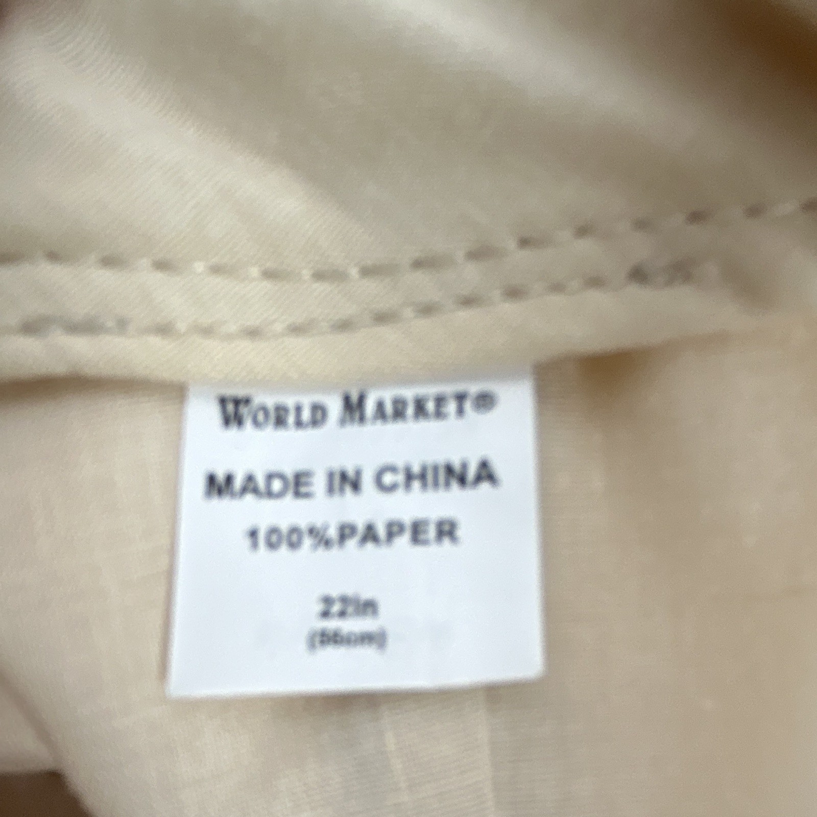 World Market Beige Paper Adjustable Baseball Cap Hat Solid 22 in Women’s