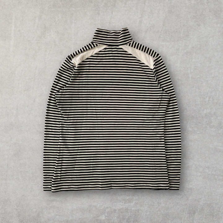 Soft Brushed texture Striped High Neck Top Paneled Rhinestone Accent Pullover