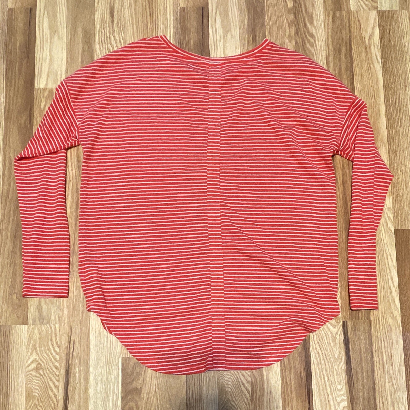 Old Navy Women’s Petite S Red & White Striped Knit Cotton Round Neck Top