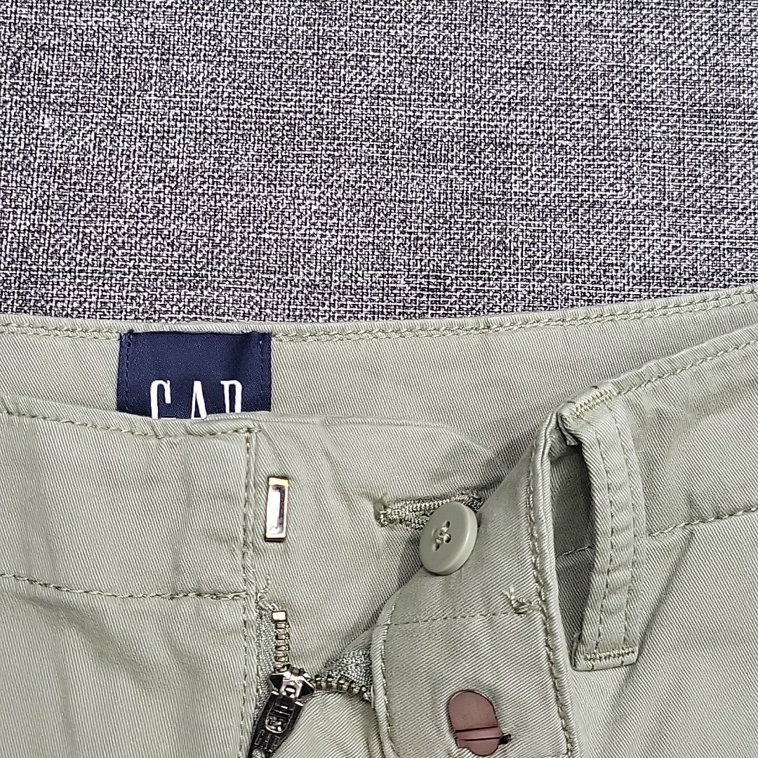 Womens Button Zip Fly Stretch Cotton Pants w Pockets Green Size 4
