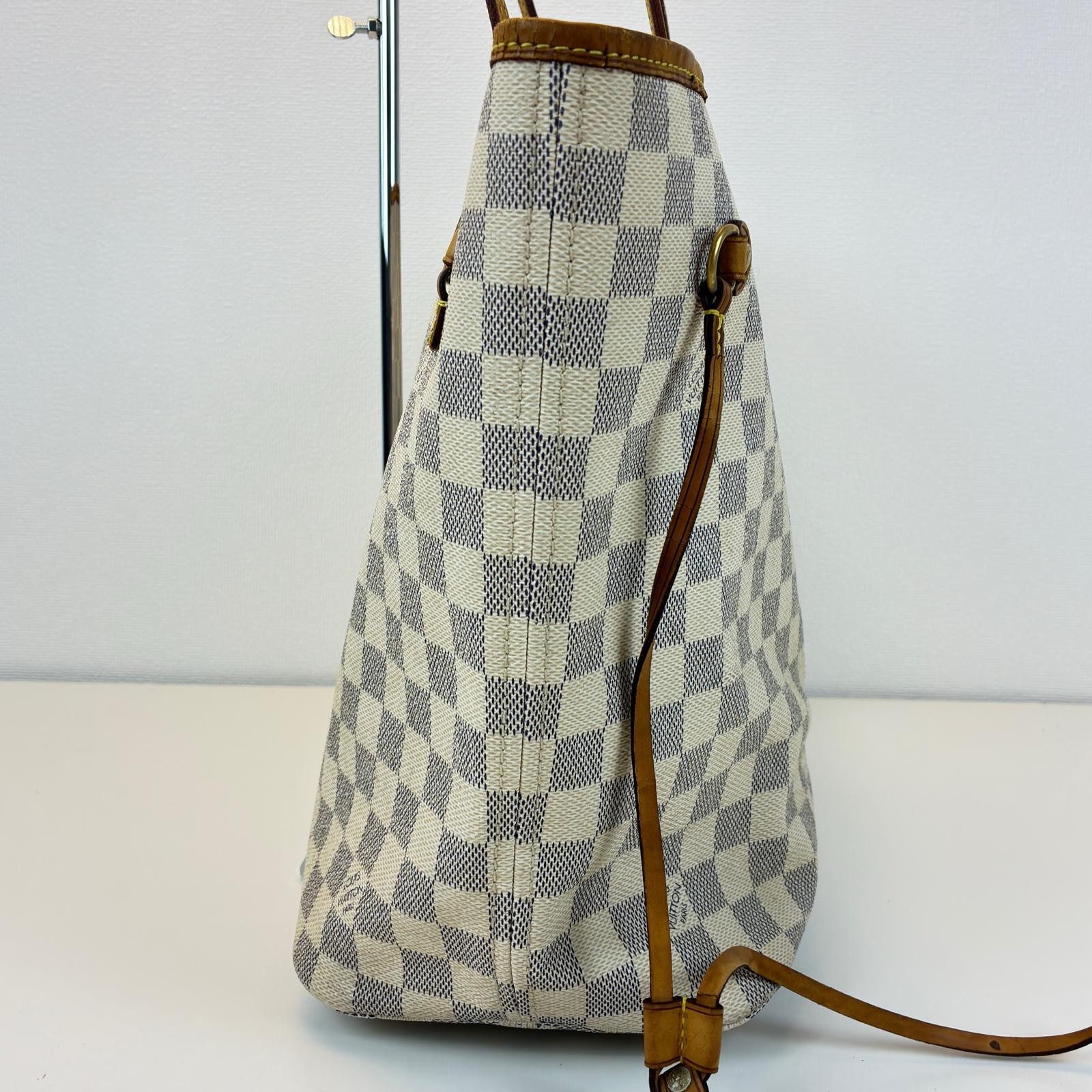 LOUIS VUITTON Neverfull MM Tote Bag N51107 Damier Azur Canvas white