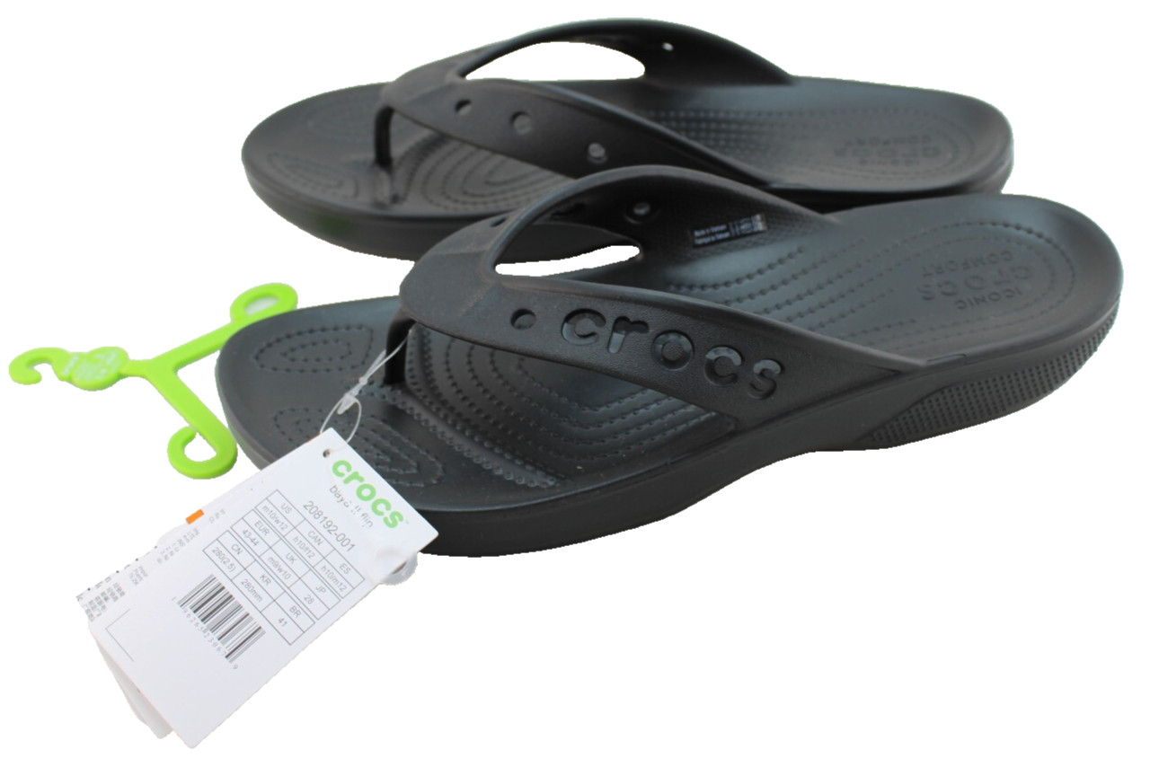 New CROCS Baya II Flip Men’s 10 / Women’s 12 Black Comfort Flip Flops