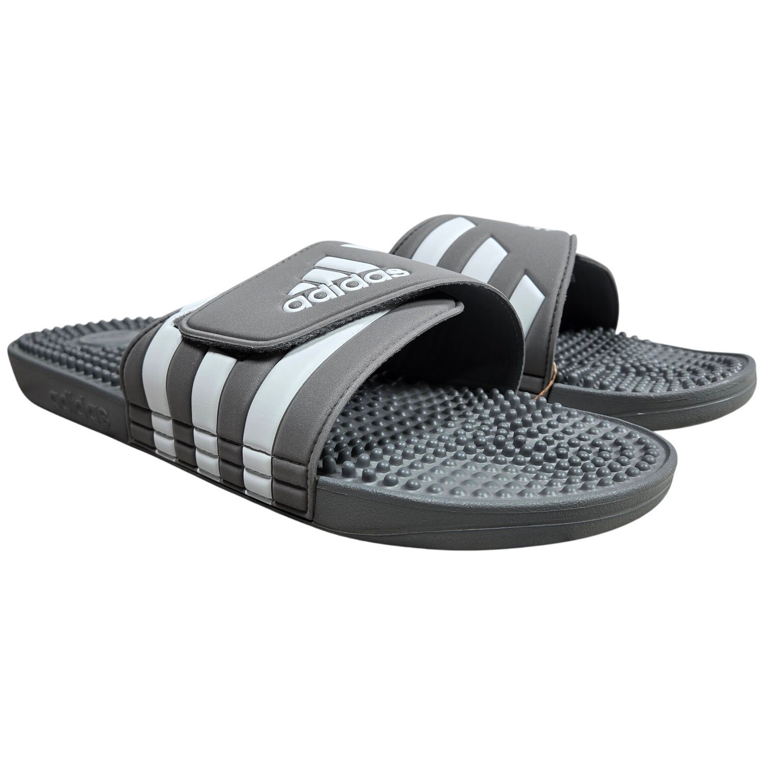 adidas ADISSAGE Adjustable Rubber Slides Gray/White Men’s 16 NIB