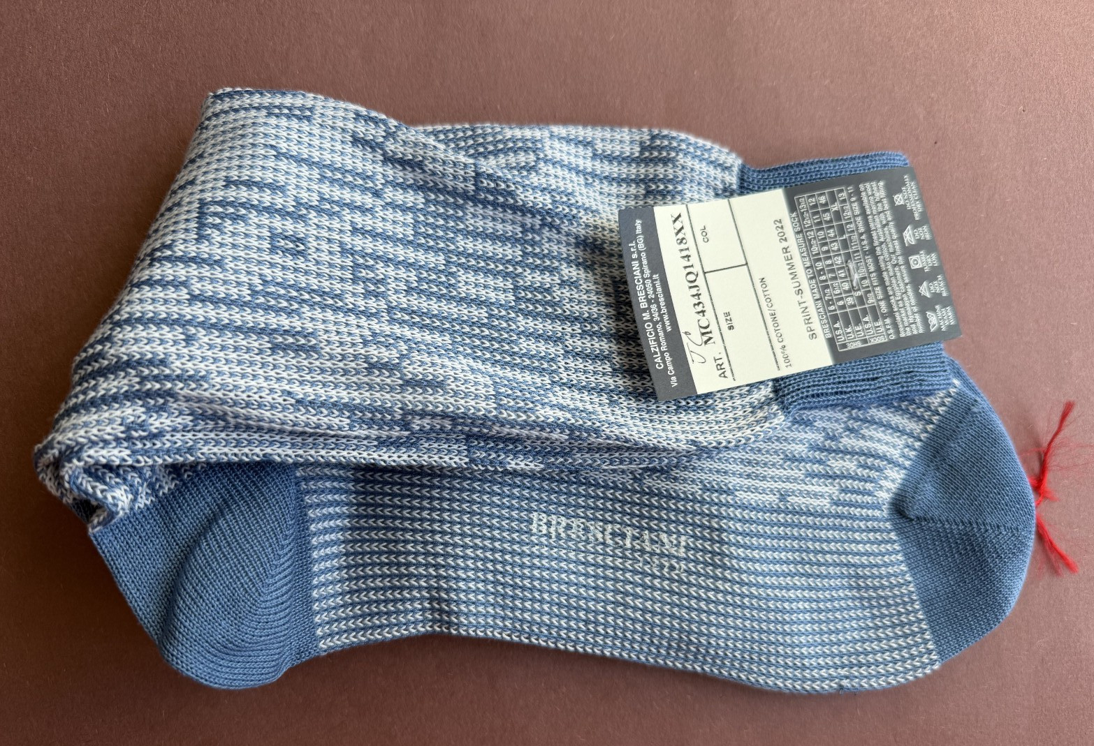 Spring/Summer 2022 Men’s Bresciani Socks NWT Cotton Blue White Striped