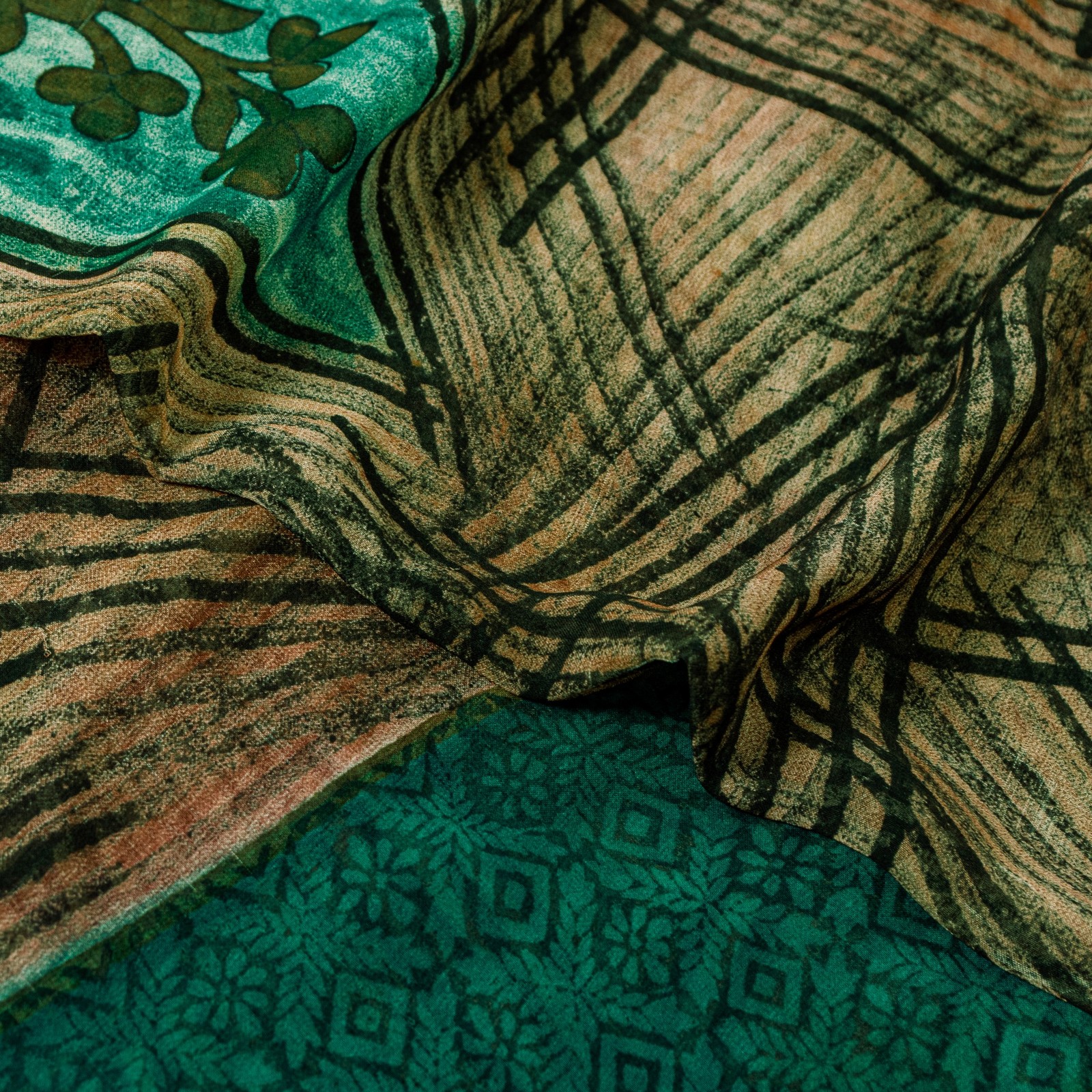 Sanskriti Vintage Pure Georgette Silk Sarees Abstract Printed Sari 5+Yd Fabric