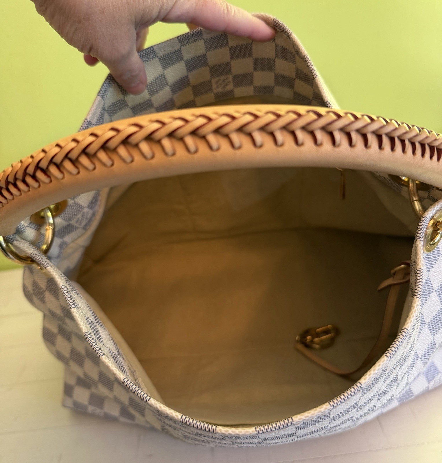 Louis Vuitton Artsy Braided MM Damier Azur Hobo Shoulder Handbag