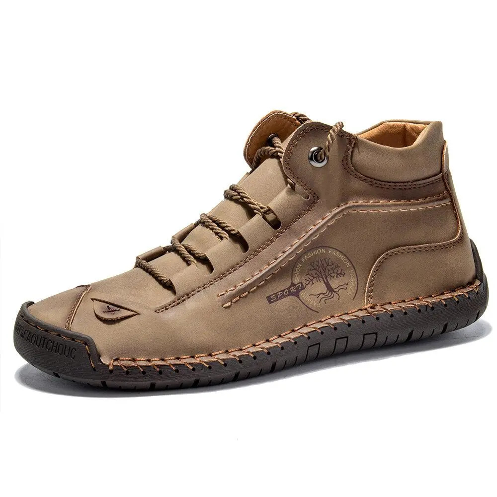 Hand-Stitched Leather Ankle Boots for Men – Comfortable & Non-Slip|125378