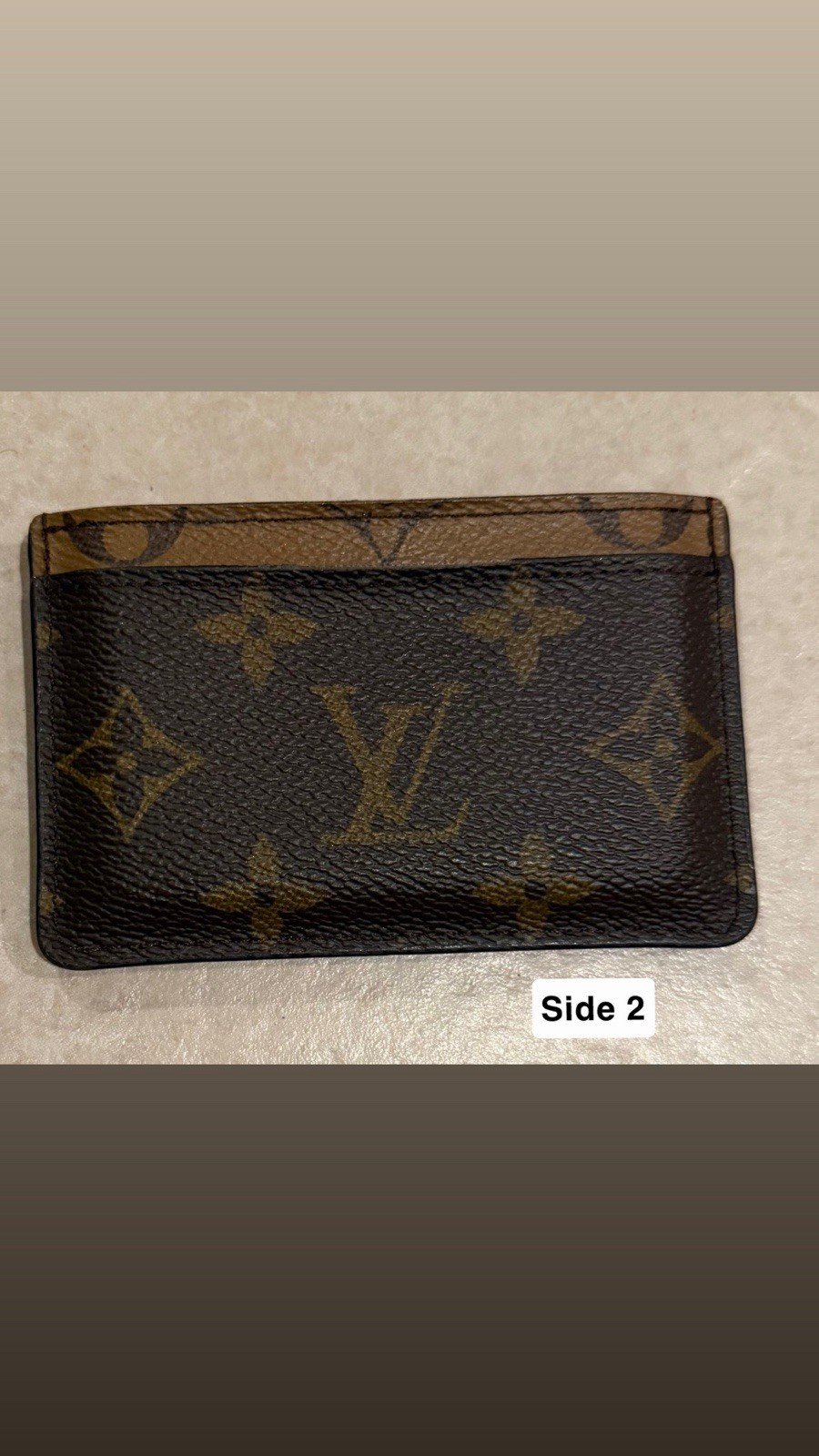Louis Vuitton Monogram Logo Leather Card Holder Business Case Brown/Black