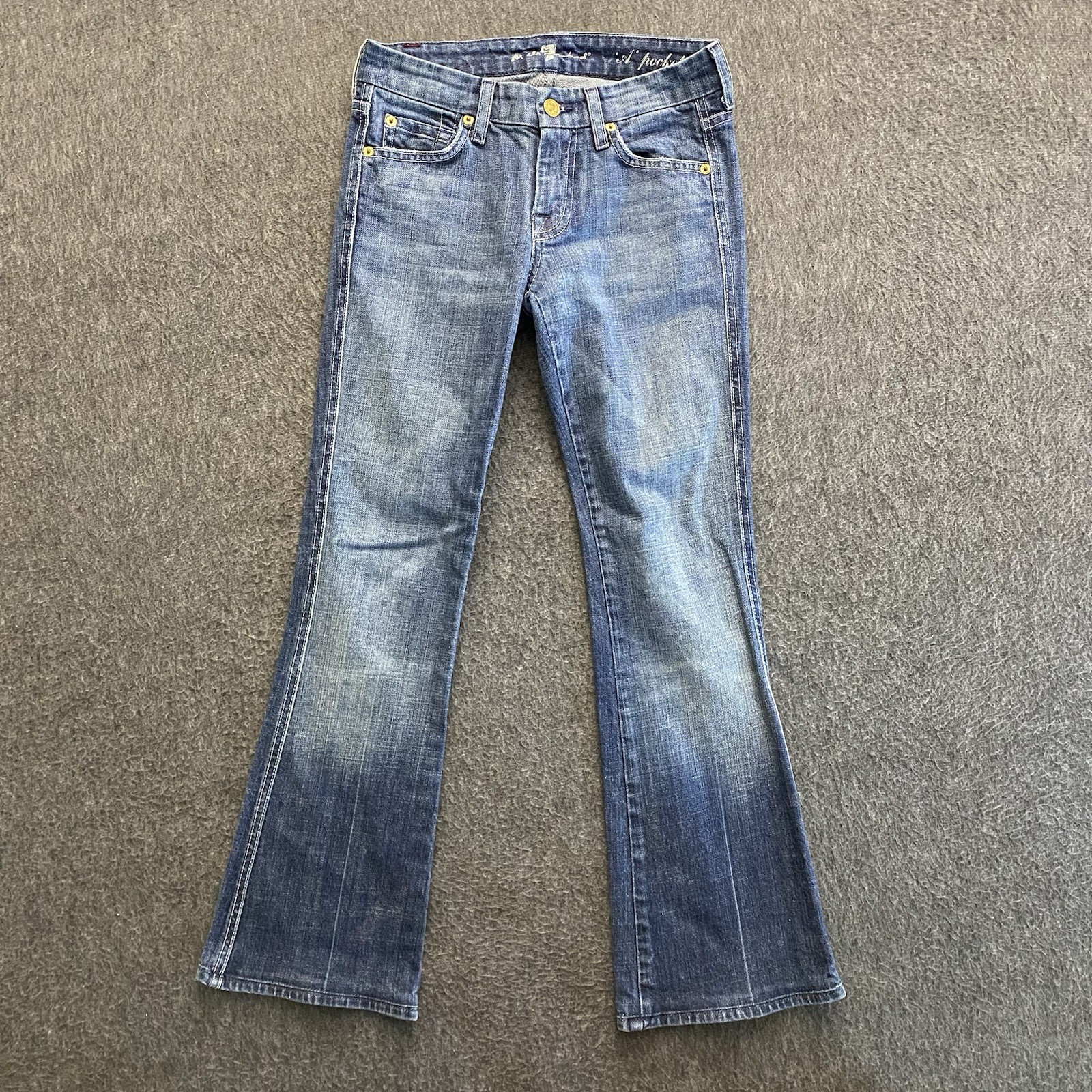 7 For All Mankind Jeans Womens Size 24 “A” Pocket Blue Bootcut Denim Made in USA