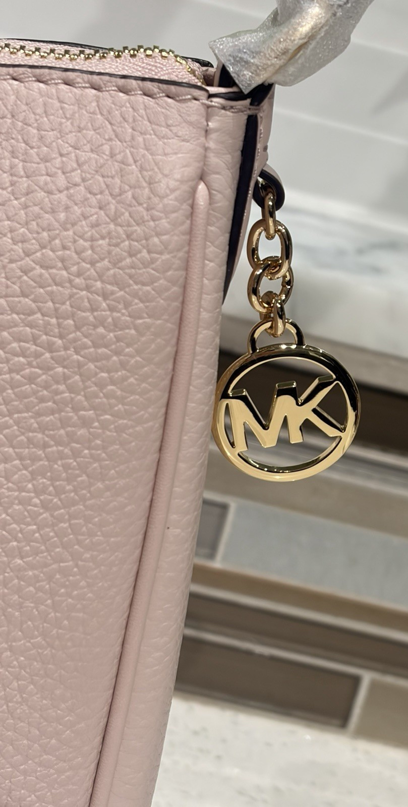 MICHAEL KORS NAYLA MEDIUM ZIP MESSENGER CROSSBODY BAG TOTE MK PINK LEATHER GOLD