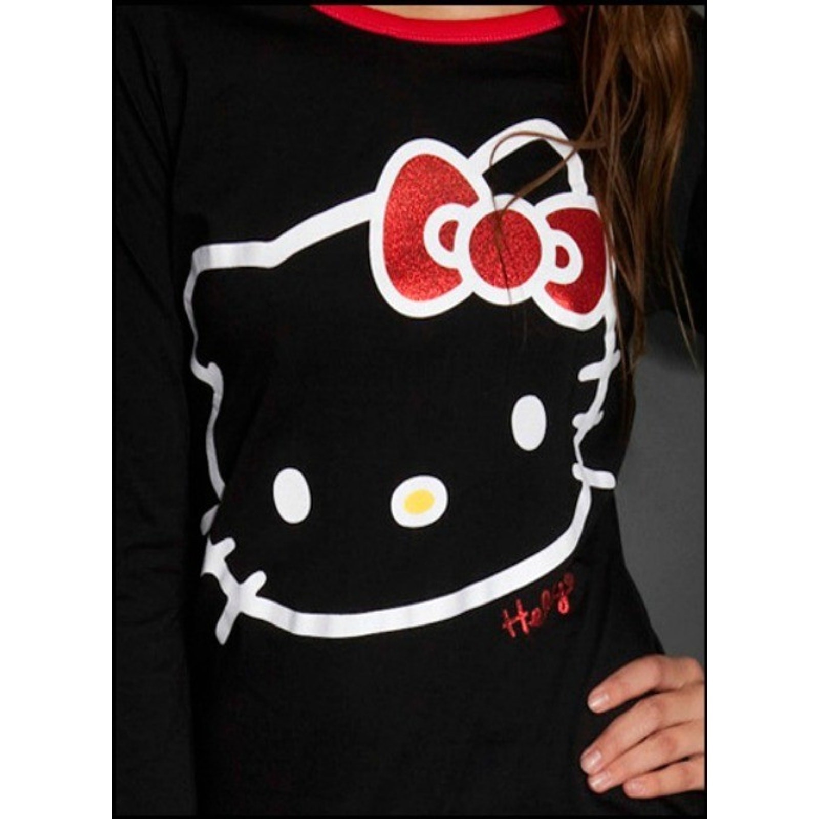 Sanrio HELLO KITTY Womens Pajamas 2 Piece Red Sleep Set Glitter Bow (L) Y2K NWT