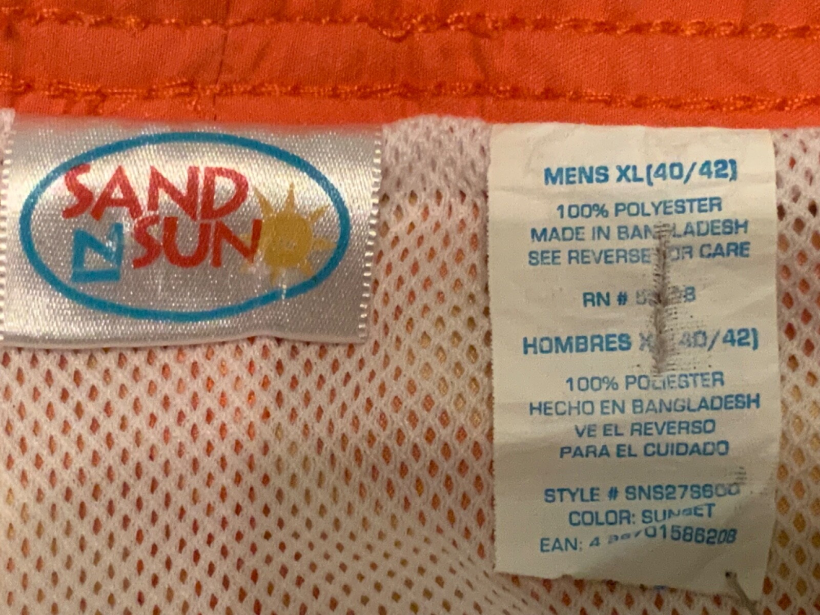 🌸 Sand N Sun Orange Floral Beach Men’s Swim Trunks Size XL 40/42🌸