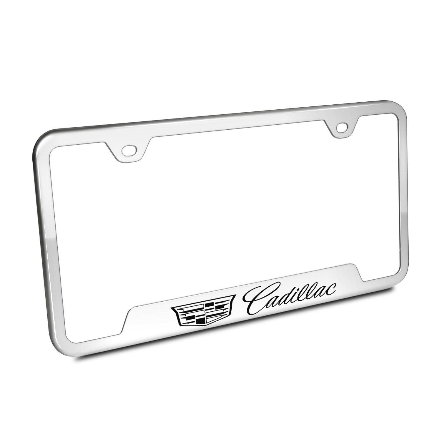 Cadillac License Plate Frame for New Logo Stainless Steel Chrome (2 Pack)