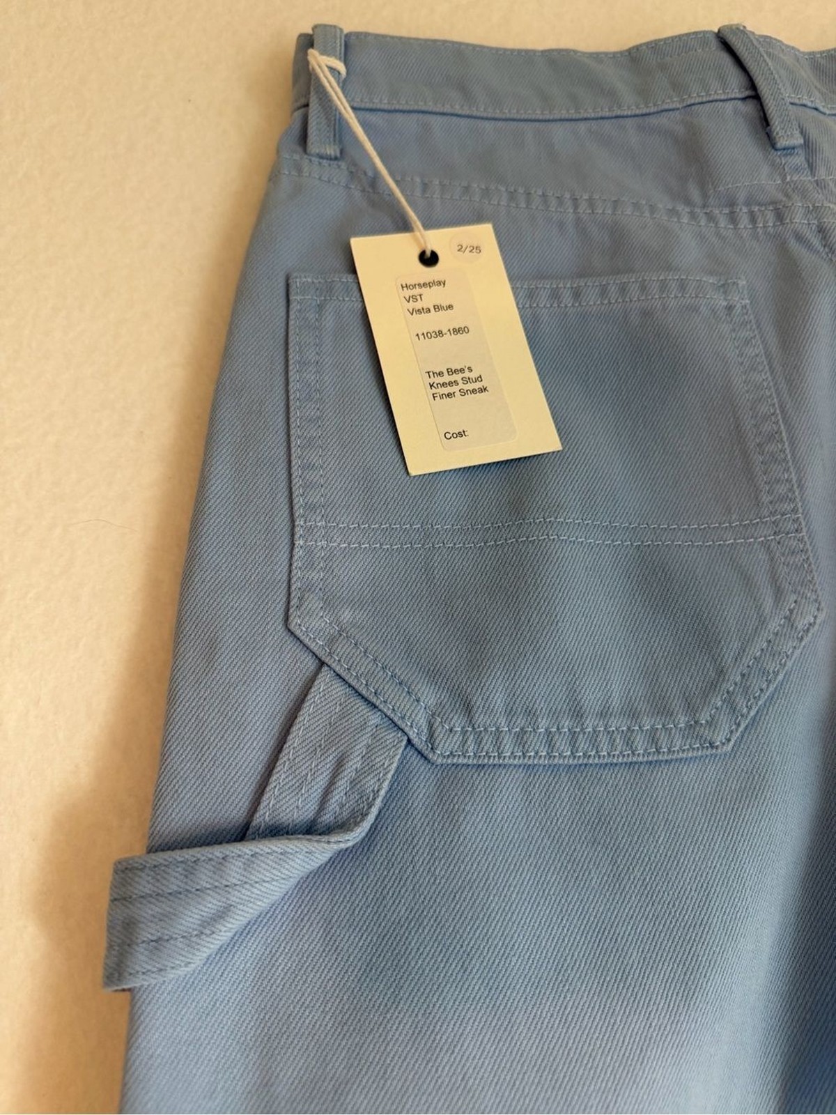 NWT MOTHER Superior The Bee’s Knees Stud Finer Sneak Vista Blue Pants 25