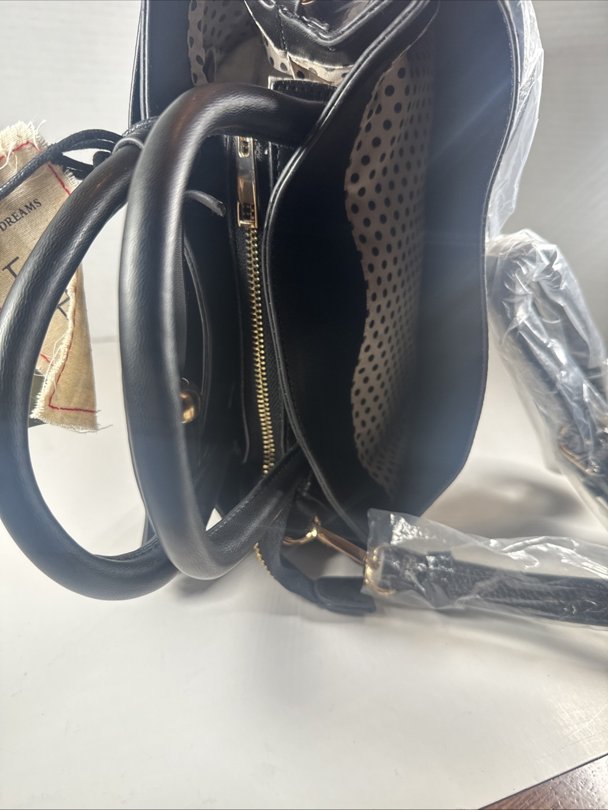 Like Dreams Brand Perfect Black Pebbled Vegan Leather Satchel NWT 10x7x3