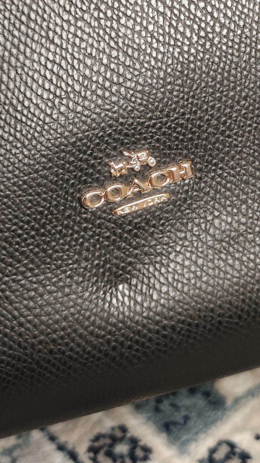 Coach Turnlock Chain Crossgrain Leather Tote Bag Black