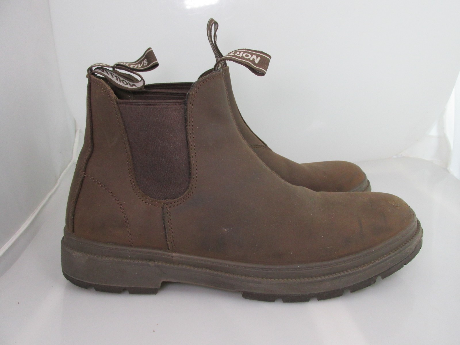 NORTIV 8 Men’s Chelsea Work Boot Brown Leather Ankle Slip On Casual Shoe Size 13
