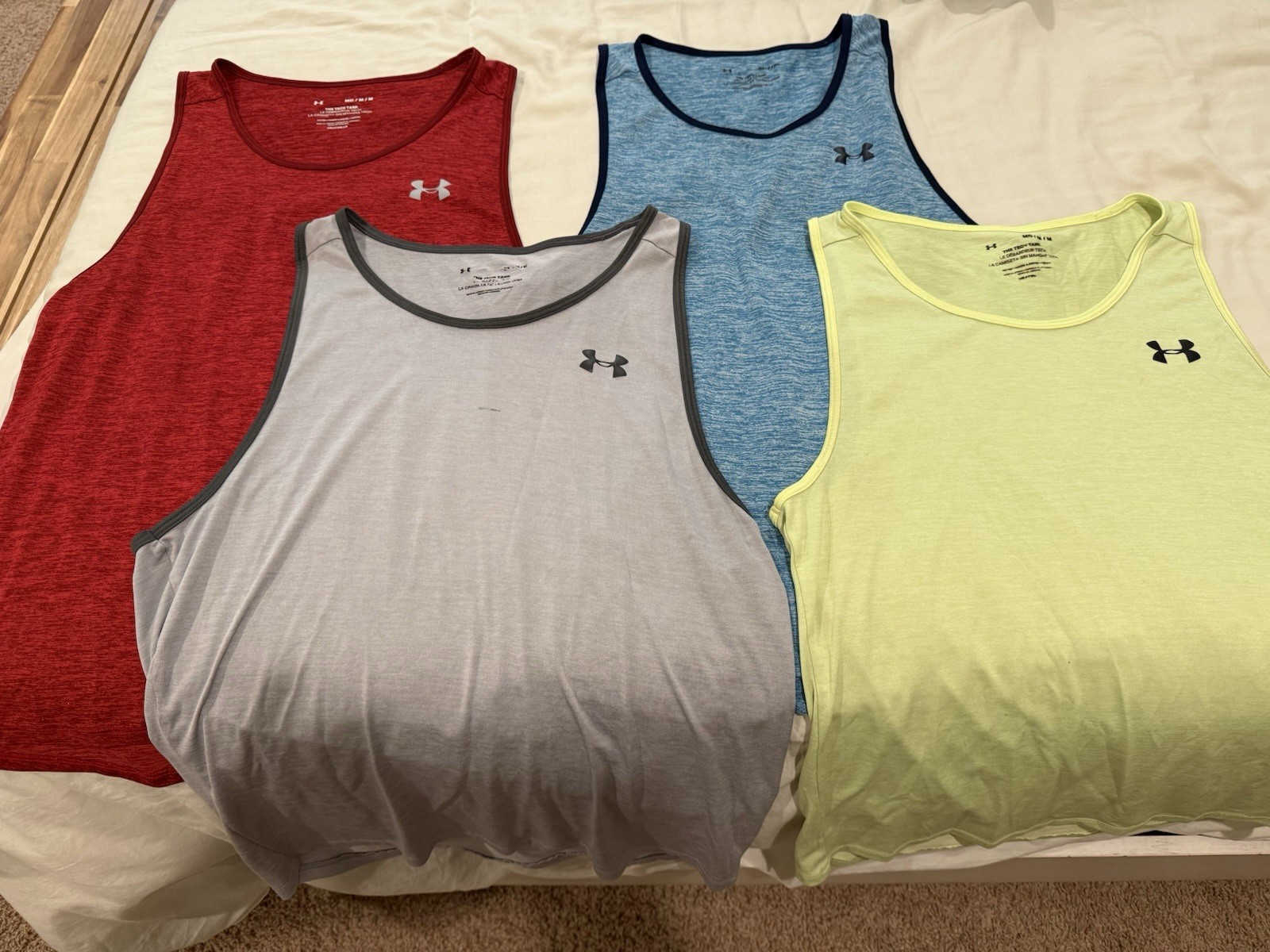 Under Armour Men’s Tech Tank Medium, 4 Colors (Red, Blue, Yellow, Grey)