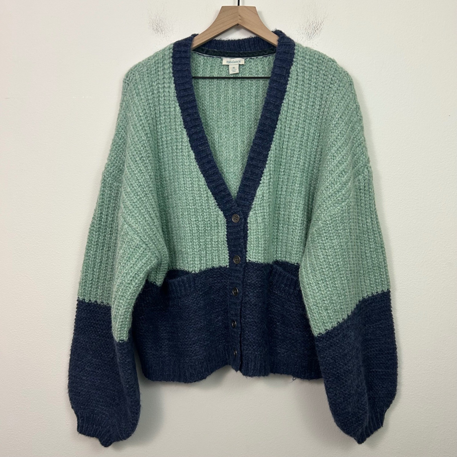 Sundance Judy Colorblock Cardigan Sweater Womens Size XL