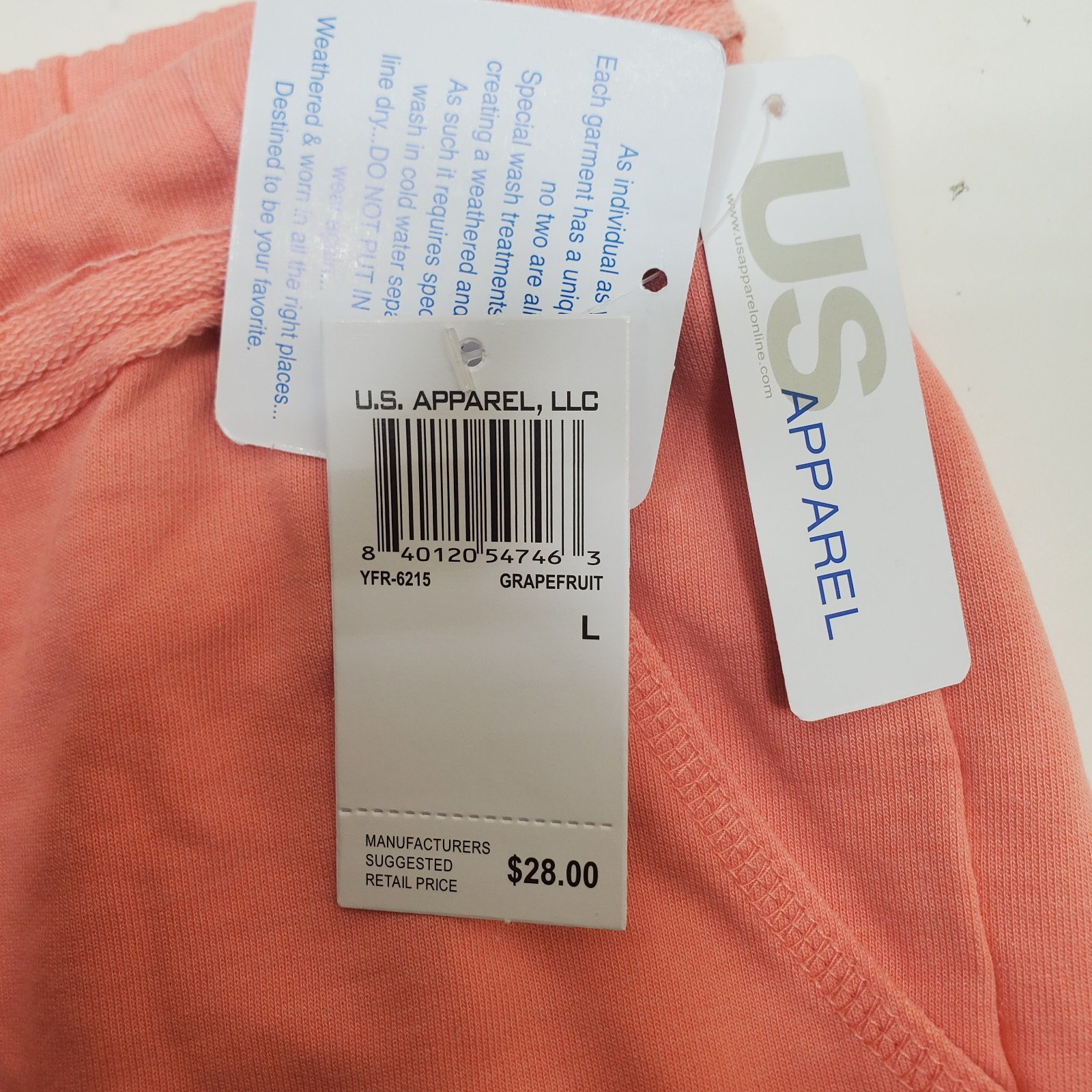 NWT U.S Apparel Shorts Womens Size L With Pockets Salmon Grapefruit Distressed